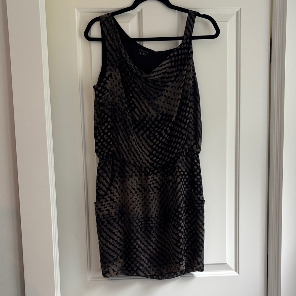 Elegant Theory Black and Brown Patterned Dress
